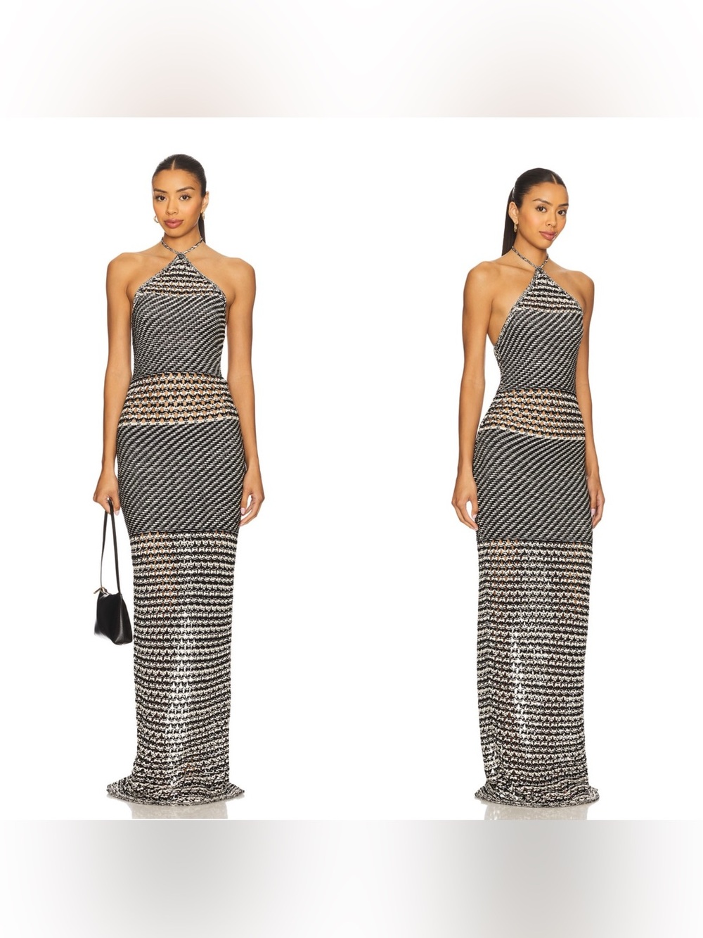 NWT Tularosa Wisteria crochet halter maxi Dress in Black & White